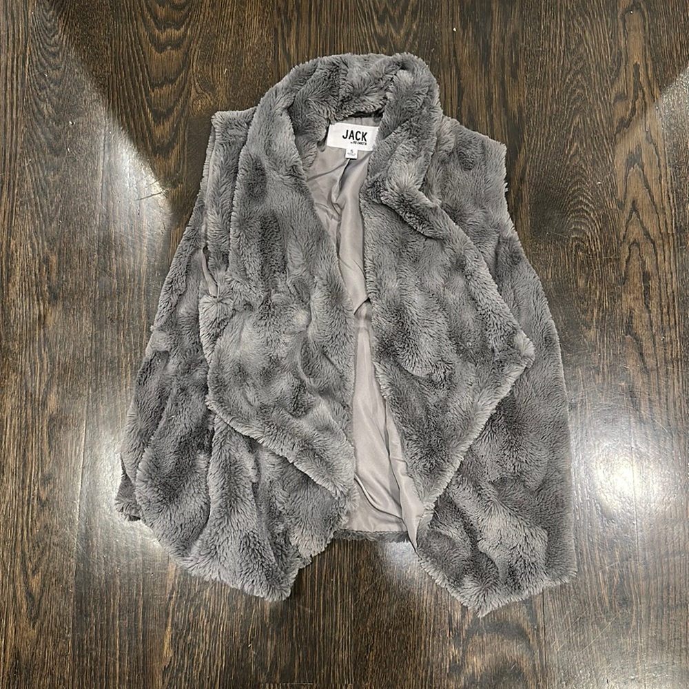 Jack by BB Dakota grey fuzzy fur vest
